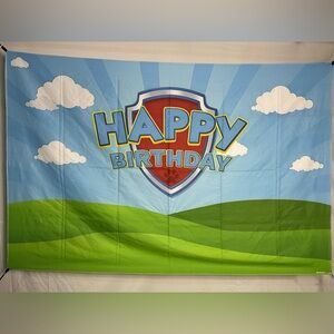 Paw Patrol Theme Happy Birthday Backdrop Banner 5x3Ft